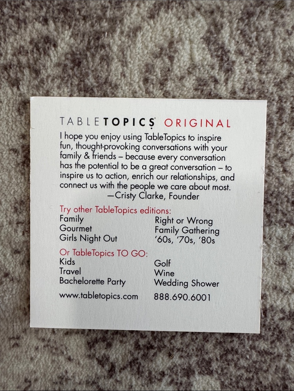 Original Table Topics Conversation Cards - Picture 3 of 3